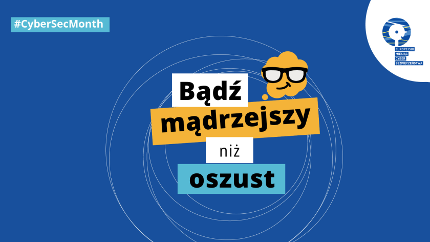 cyberbezpieczeństwo 1 Kreatywna grafika z napisem: Bądź mądrzejszy niż oszust